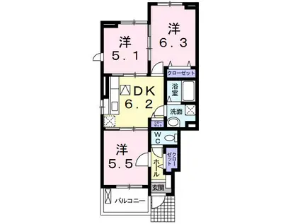 ソレイユ(3DK/1階)の間取り写真