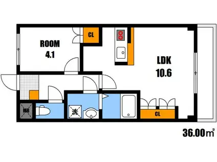 OAK VILLAGE(1LDK/1階)の間取り写真