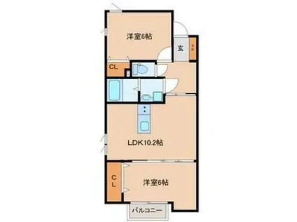 愛子東5丁目AP(2LDK/2階)の間取り写真