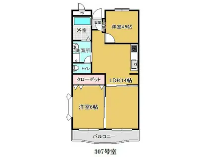 ヤマダマンション(2LDK/3階)の間取り写真