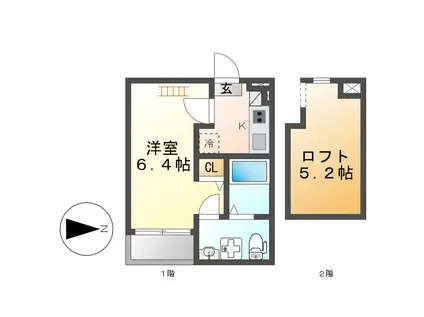 EMBELLIR DUE(1K/1階)の間取り写真