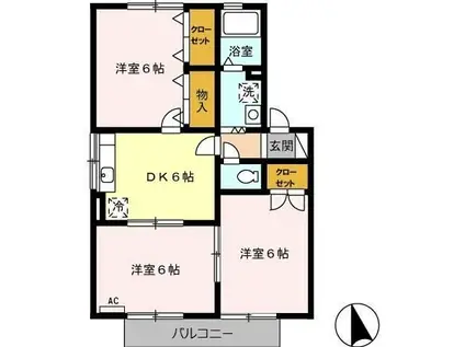 ハイカムールM(3DK/1階)の間取り写真