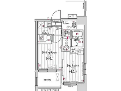 ガーラ・アヴェニュー調布(1DK/6階)の間取り写真