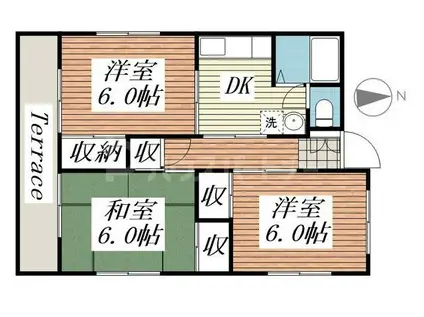 クレストコートアゼリアII(3DK/1階)の間取り写真