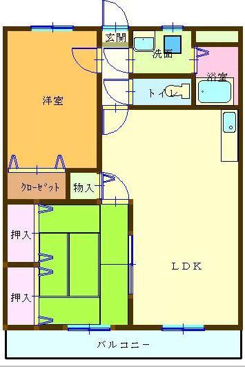 マイルドスメルハイツ(2LDK/1階)の間取り写真