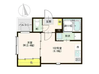 ハーモニーテラス葉山(1DK/1階)の間取り写真