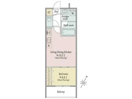 MOCXION扇(1LDK/1階)の間取り写真