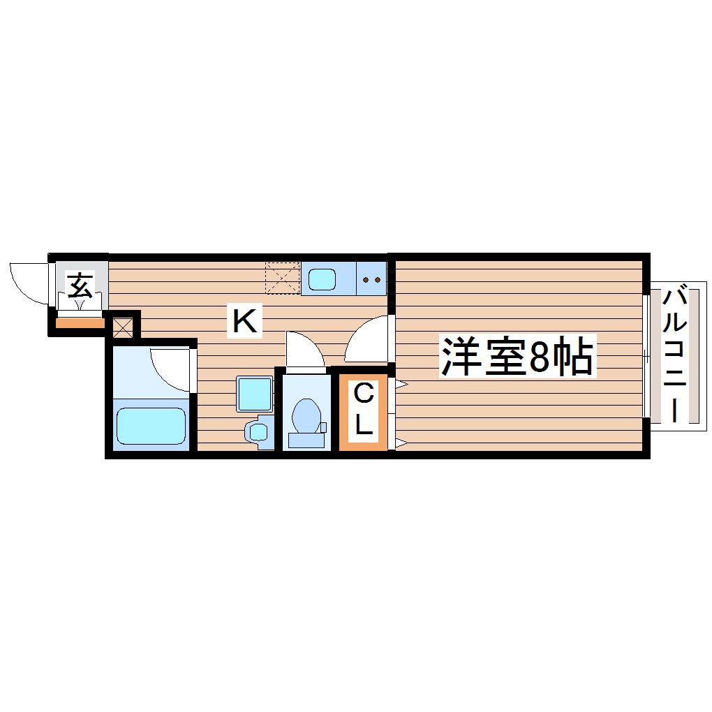 アスコット富沢南(1K/1階)の間取り写真