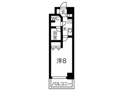 セイワソレイルコート(1K/5階)の間取り写真