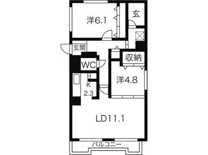 パームヒルズ本郷(2LDK/3階)の間取り写真