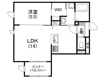 ルコワッソンドリューヌ(1LDK/1階)の間取り写真