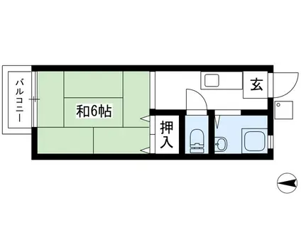 メゾンド静市(1K/2階)の間取り写真