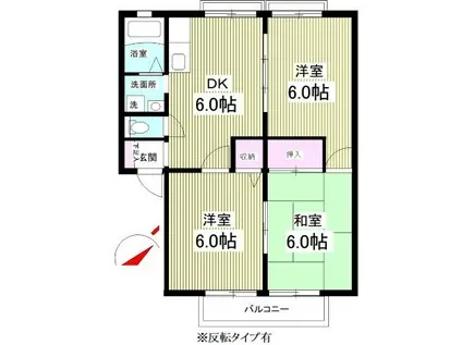 ジュネス松戸(3DK/2階)の間取り写真
