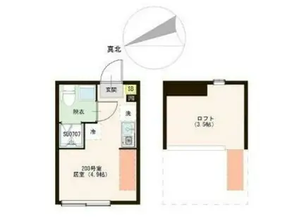 URBAN TERRACE ときわ台(ワンルーム/2階)の間取り写真