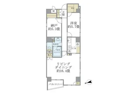 麹町レジデンス(1SLDK/3階)の間取り写真