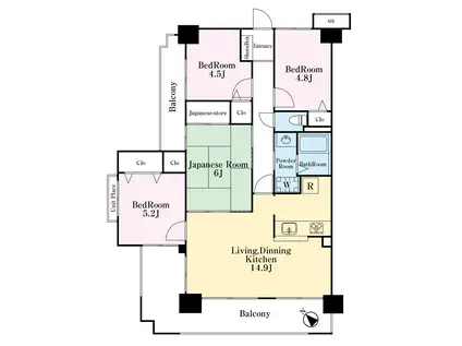 コスモ鶴瀬ステーションスクエア(4LDK/1階)の間取り写真