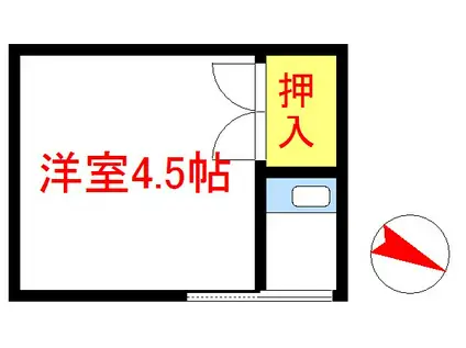 峡田荘(ワンルーム/2階)の間取り写真