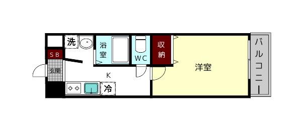 インペリアル奈良大宮(1K/7階)の間取り写真