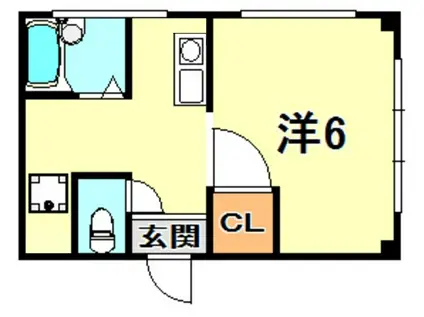 シャトー篠原台(ワンルーム/4階)の間取り写真