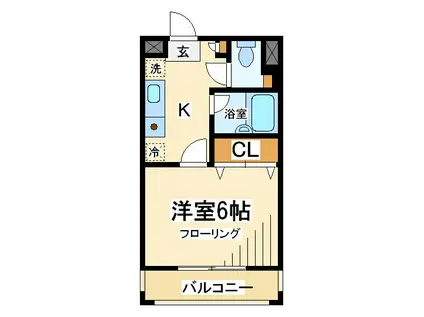 サンパラッツオ弐番館 弊社管理物件(1K/2階)の間取り写真