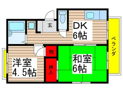 エステートピア岡野(2DK/1階)の間取り写真