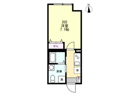 スキット本厚木(1K/2階)の間取り写真