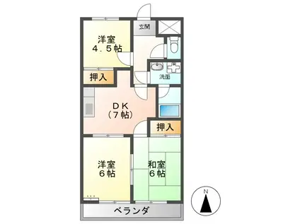 パークハイツII(3DK/1階)の間取り写真