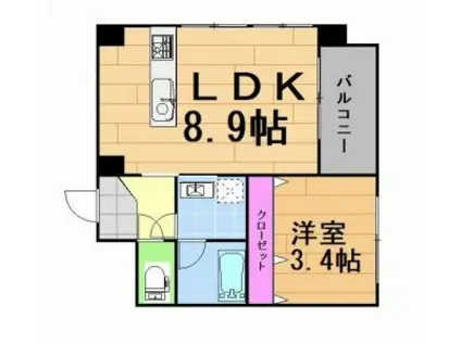 パミドール(1LDK/4階)の間取り写真