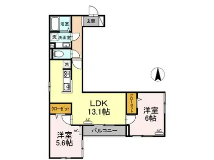 サントーレア経堂(2LDK/3階)の間取り写真