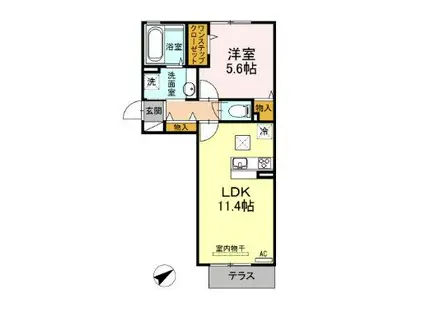 ムーンラヴァース(1LDK/1階)の間取り写真