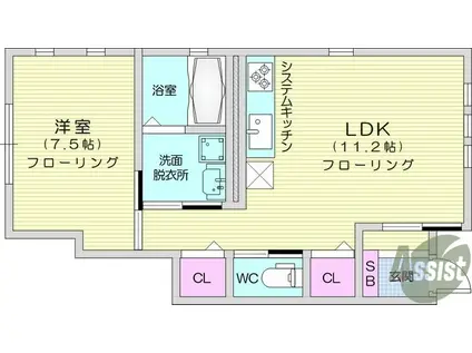 ポレール(1LDK/1階)の間取り写真