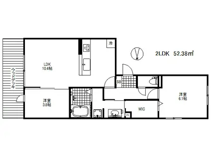ヴィラージュ上三条(2LDK/1階)の間取り写真