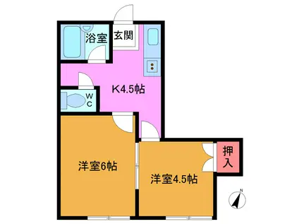 ウィングコート(2K/1階)の間取り写真