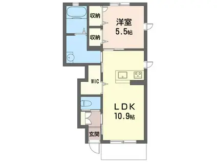 ル ヴァンI(1LDK/1階)の間取り写真