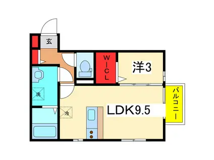 アクシス(1LDK/2階)の間取り写真