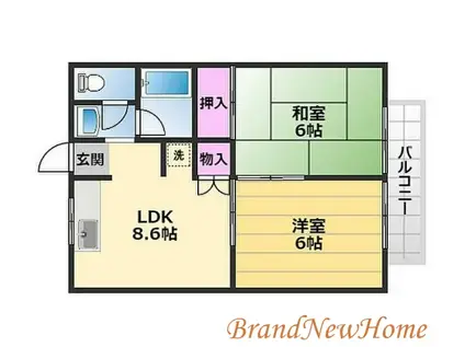 NMディズヌフ(2DK/2階)の間取り写真