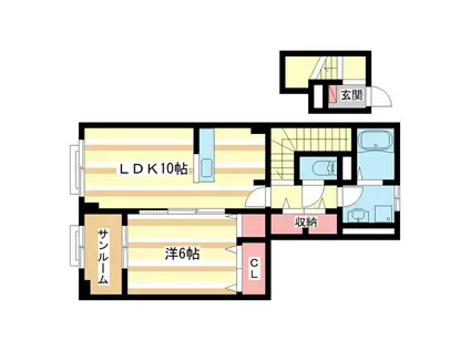 アネモスヒルズ天理II(1LDK/2階)の間取り写真