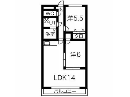 スモールマロン城東(2LDK/2階)の間取り写真