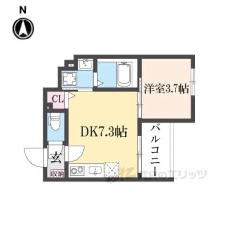 アビタシオン嵯峨嵐山(1DK/3階)の間取り写真