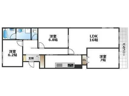 ヤマゼン久保山(3LDK/3階)の間取り写真