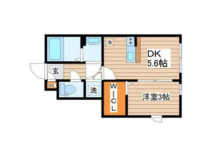 カームコート太子堂(1DK/1階)の間取り写真