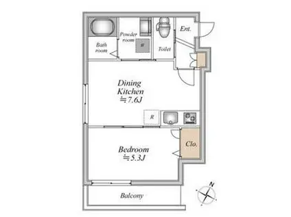 ザ・フォレスト明大前(1DK/3階)の間取り写真