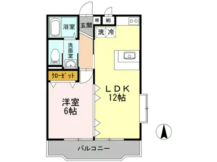 ハーモニーレジデンスII(1LDK/3階)の間取り写真