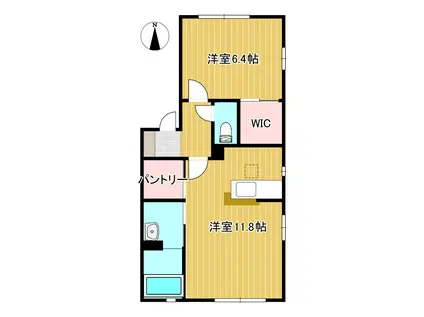 メイプルタウン  A棟(1LDK/1階)の間取り写真