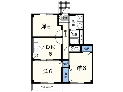 ベルク・ヴィラ(3DK/1階)の間取り写真