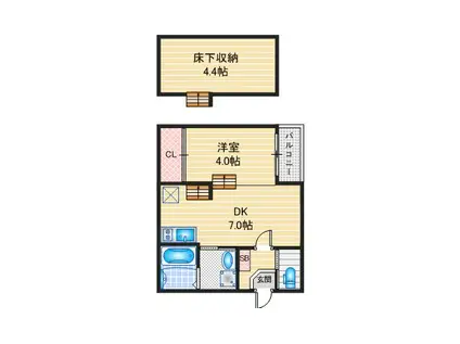 ハーモニーテラス中村町III(1SDK/1階)の間取り写真