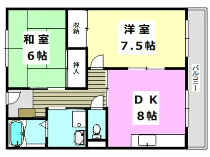 抱マンション(2DK/2階)の間取り写真