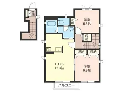 ローズハイム(2LDK/2階)の間取り写真
