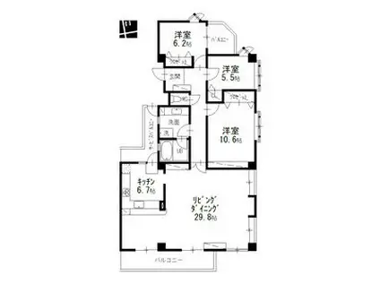 コート八事石坂(3LDK/4階)の間取り写真