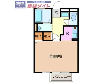 ラ・メールTAKASAGO B(ワンルーム/1階)の間取り写真